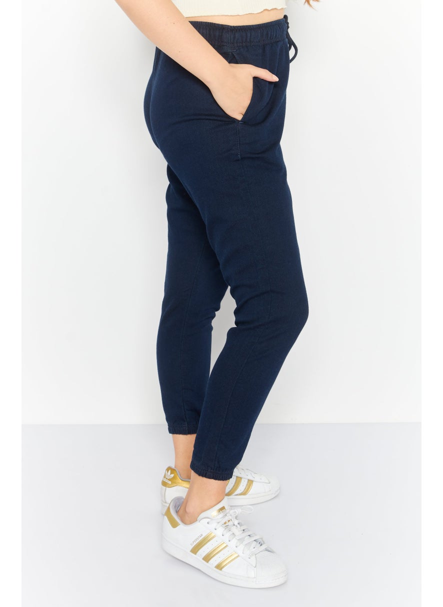 Women Regular Fit Plain Jogger Pants, Navy