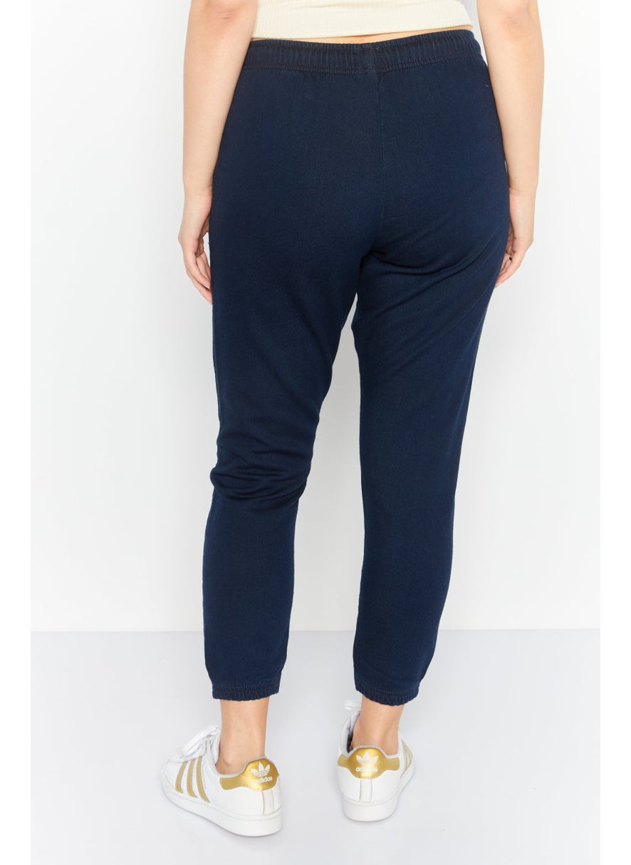 Women Regular Fit Plain Jogger Pants, Navy