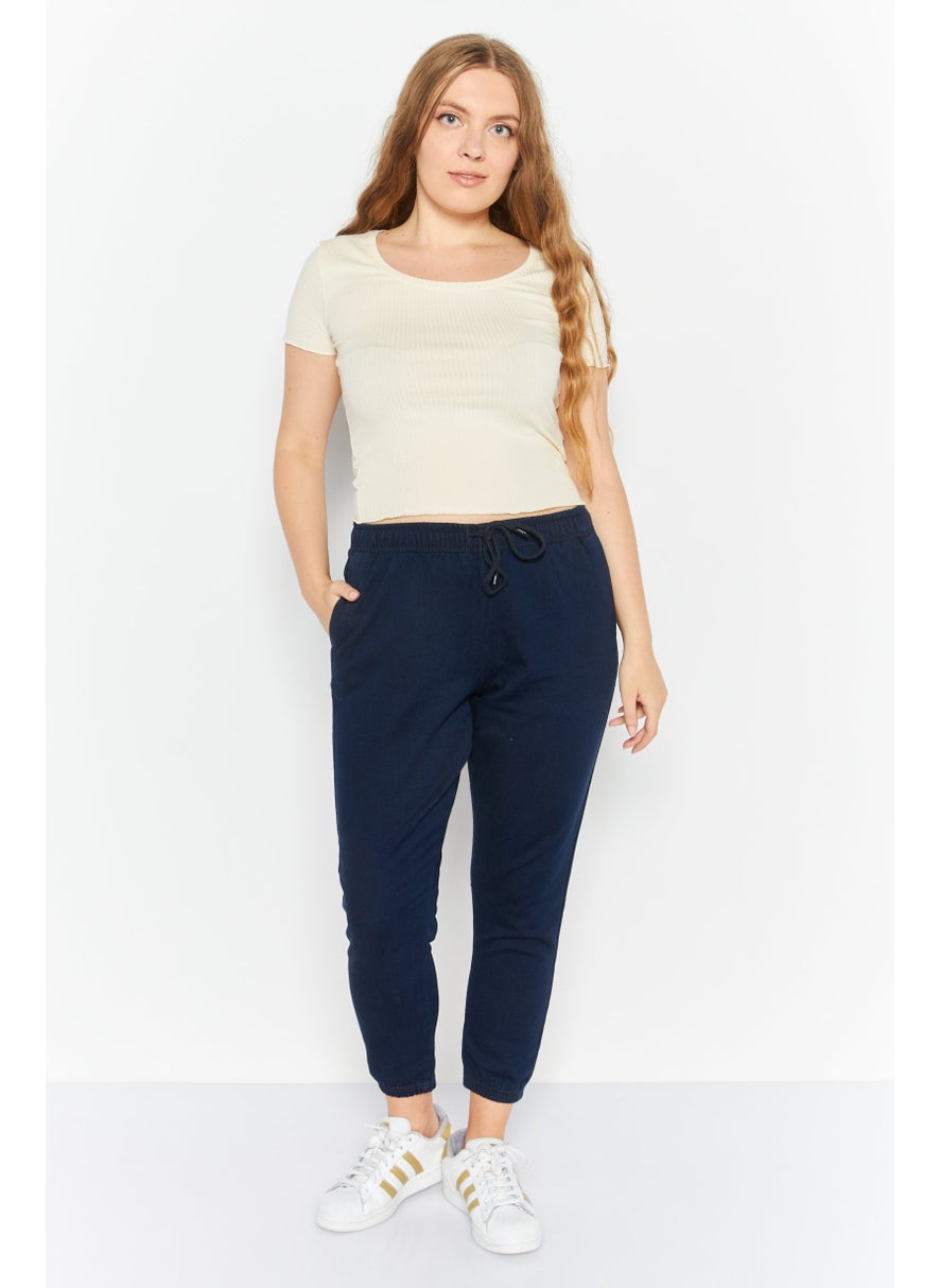 Women Regular Fit Plain Jogger Pants, Navy