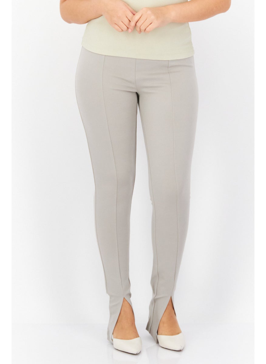 Women Regular Fit Solid Pants, Grey
