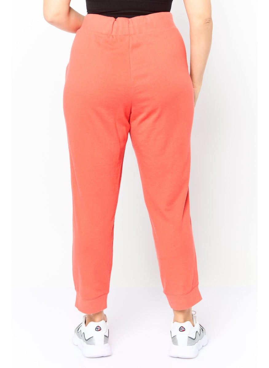 Women Regular Fit Solid Drawstring Pants, Orange