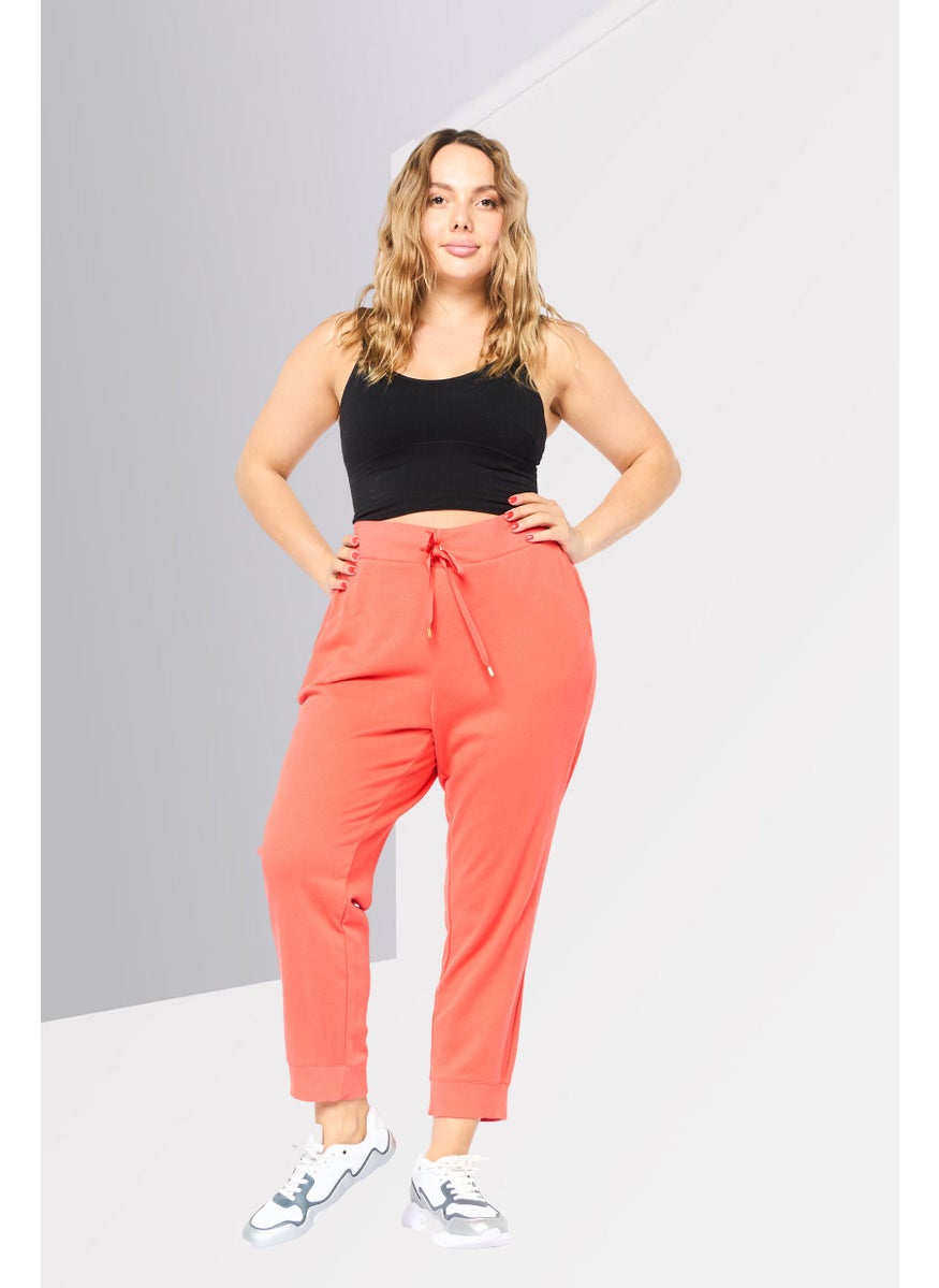 Women Regular Fit Solid Drawstring Pants, Orange