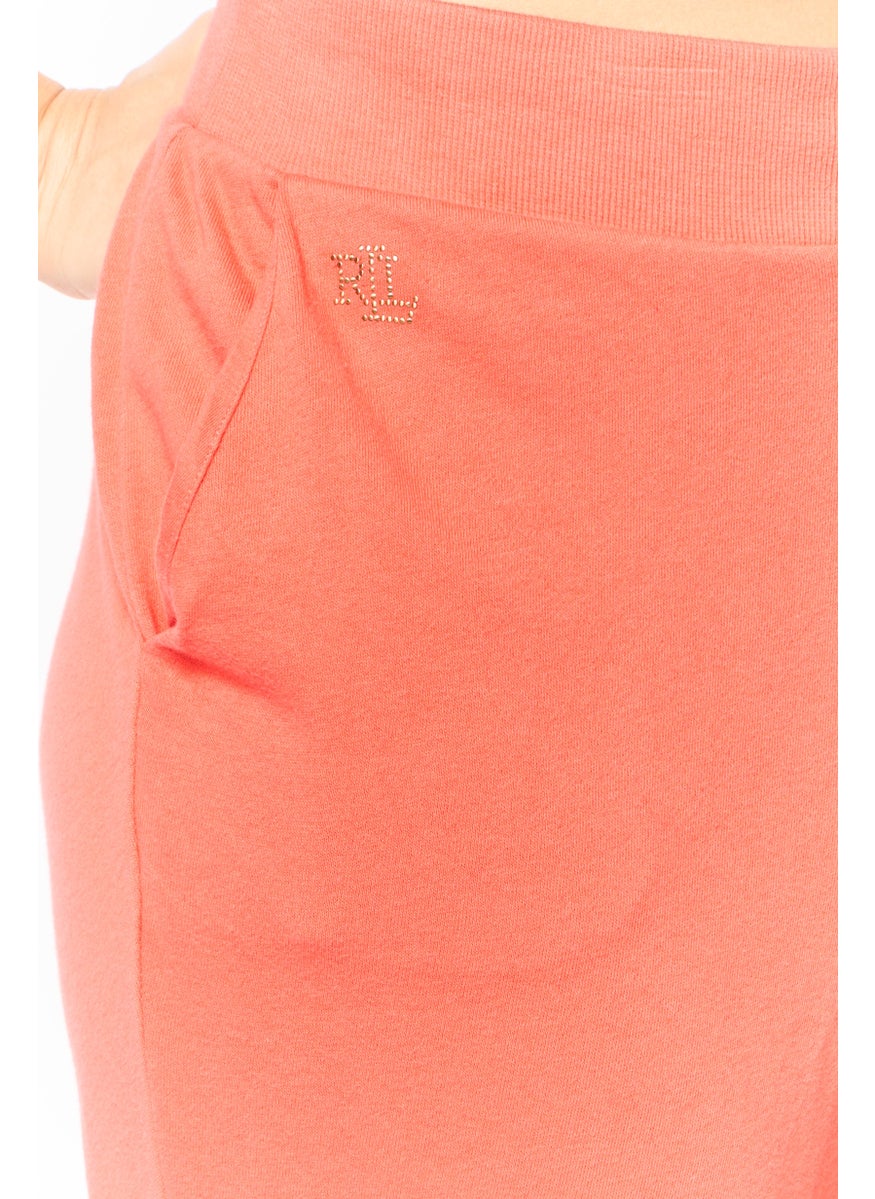 Women Regular Fit Solid Drawstring Pants, Orange