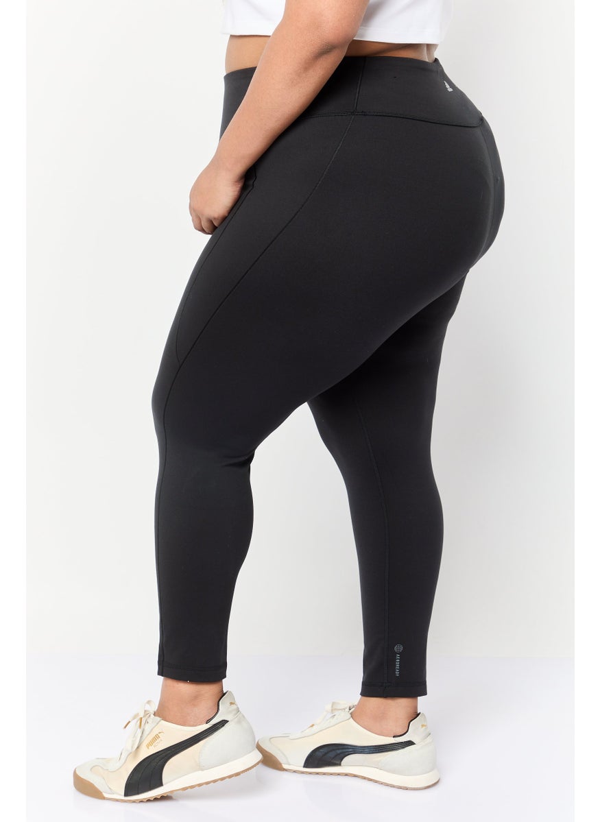 Women Plus Size Pull On Training Leggings, Black