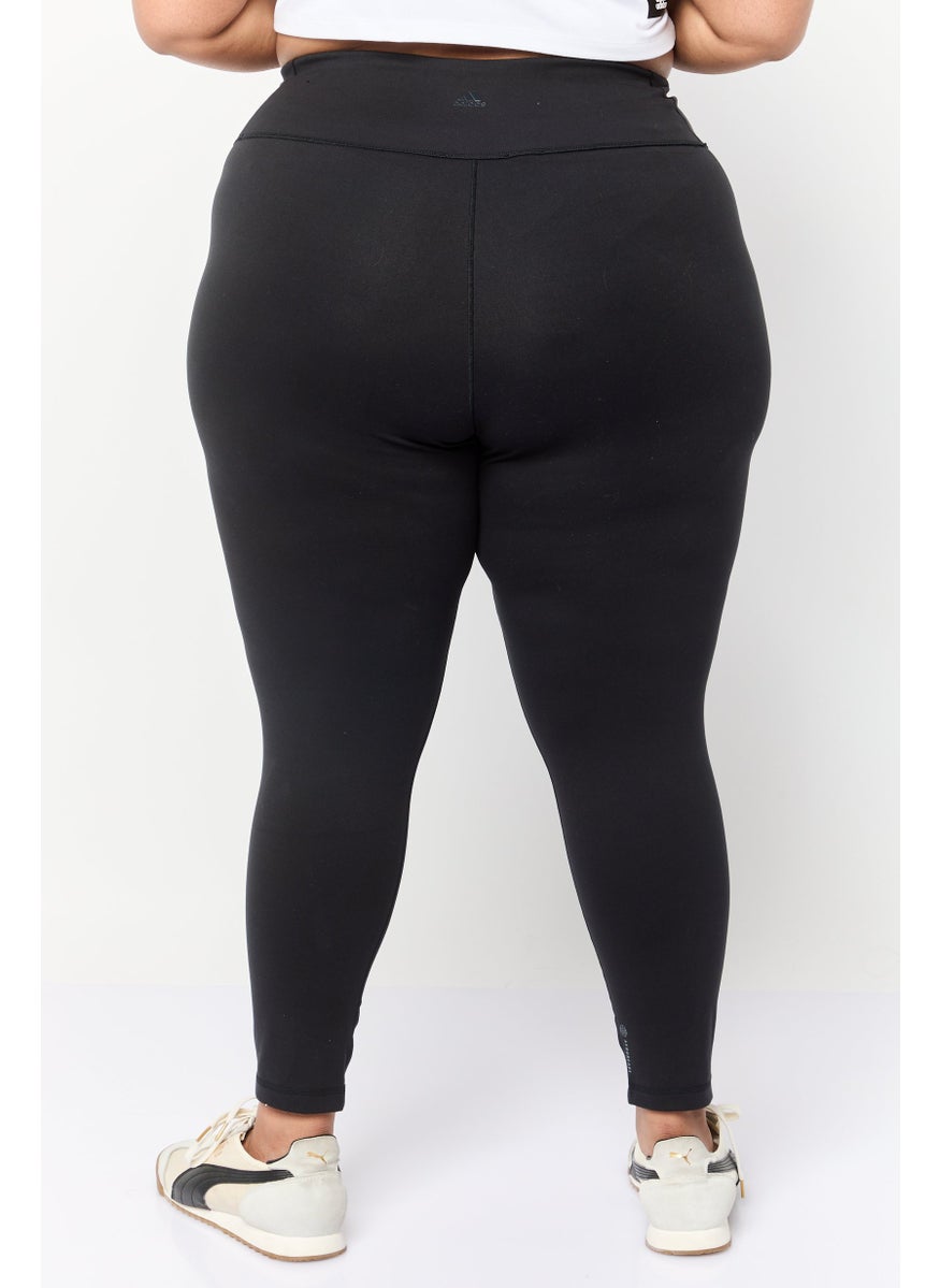 Women Plus Size Pull On Training Leggings, Black