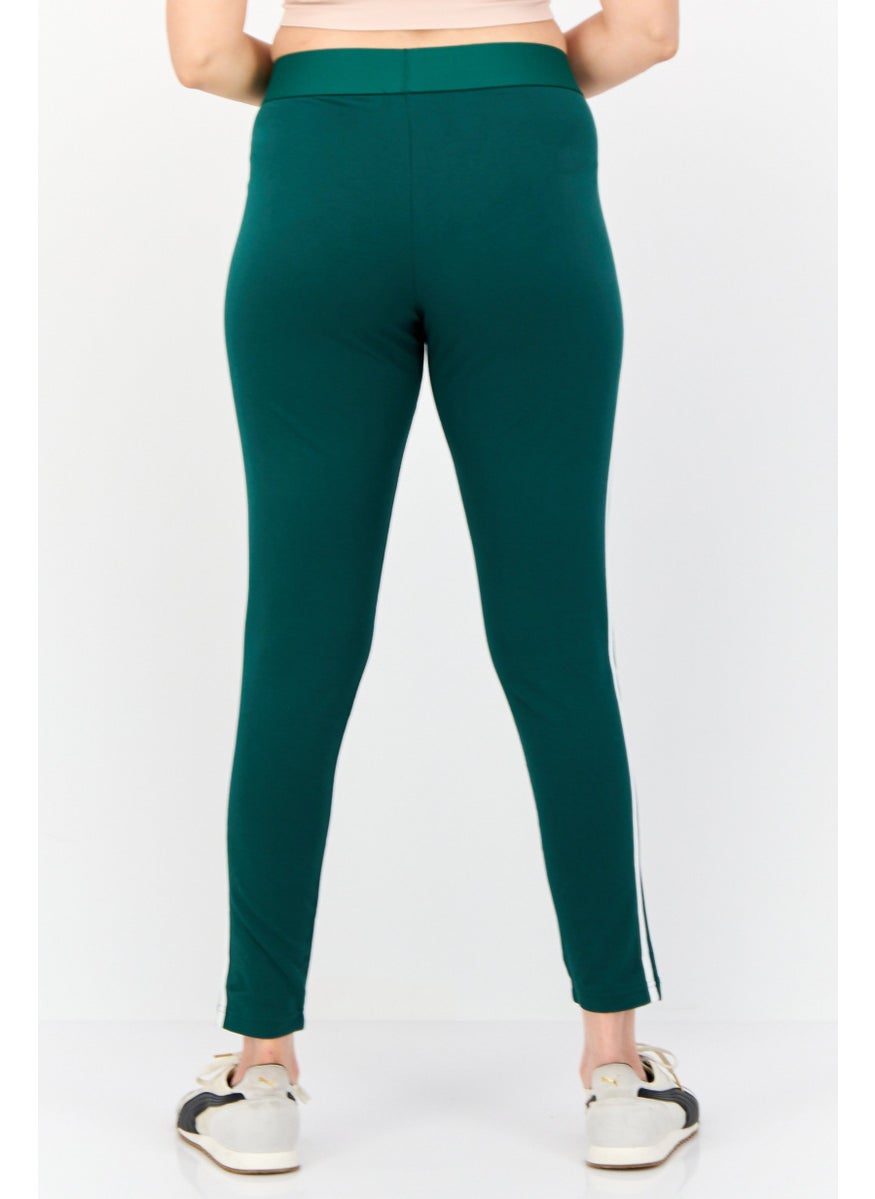 Women Tight Fit Brand Logo Training Leggings, Green