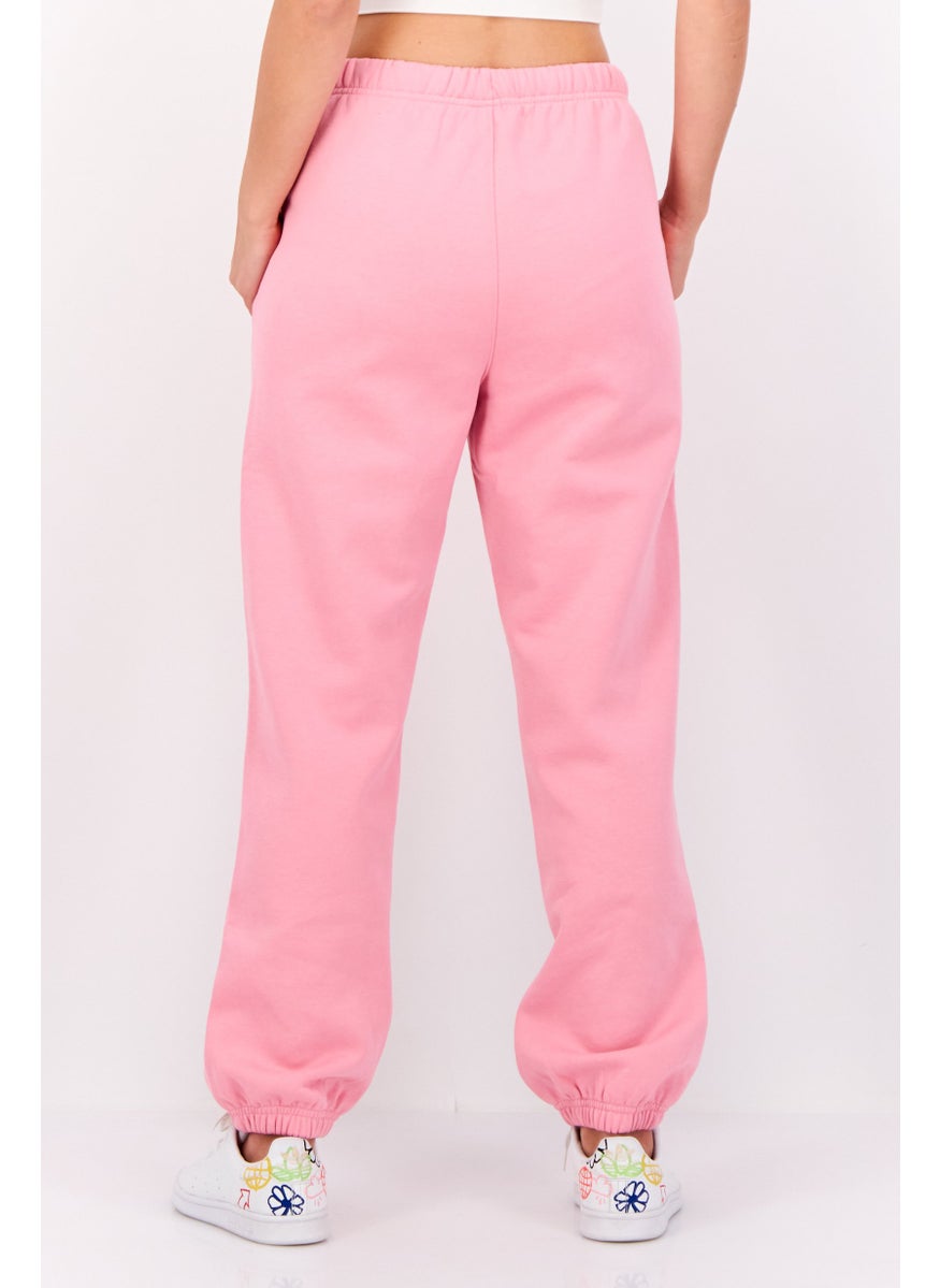 Women Brand Logo Joggers Pants, Pink
