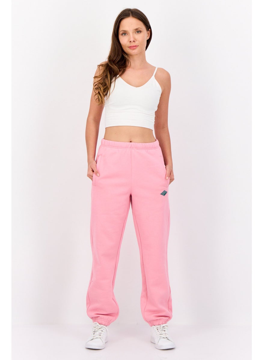 Women Brand Logo Joggers Pants, Pink