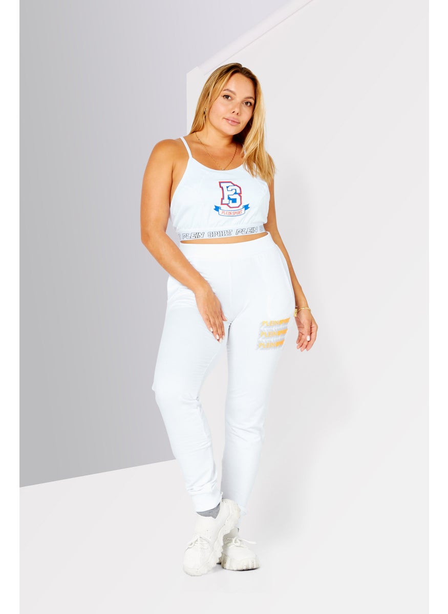 Women Sportswear Fit Brand Logo Training Pants, White