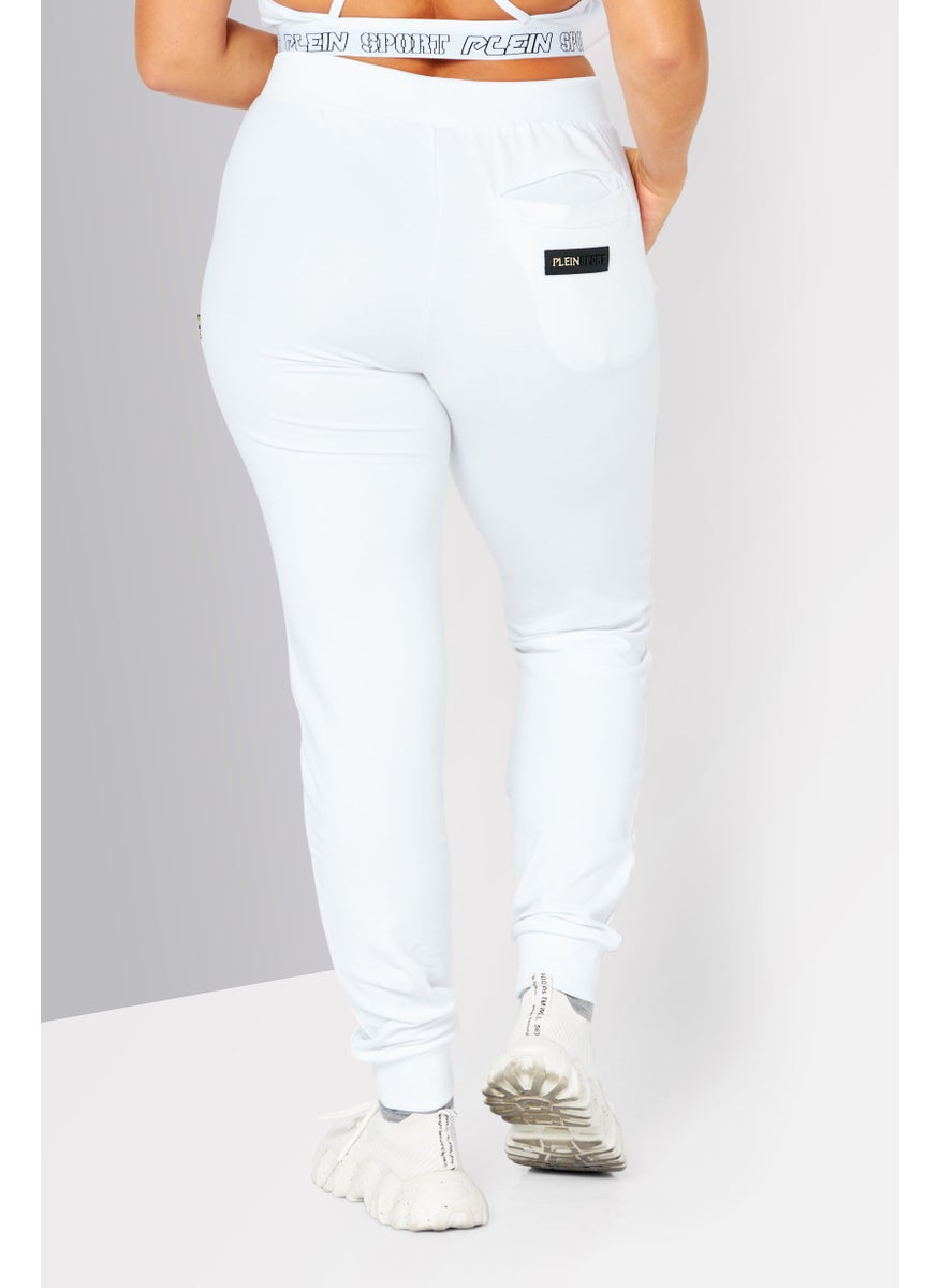 Women Sportswear Fit Brand Logo Training Pants, White