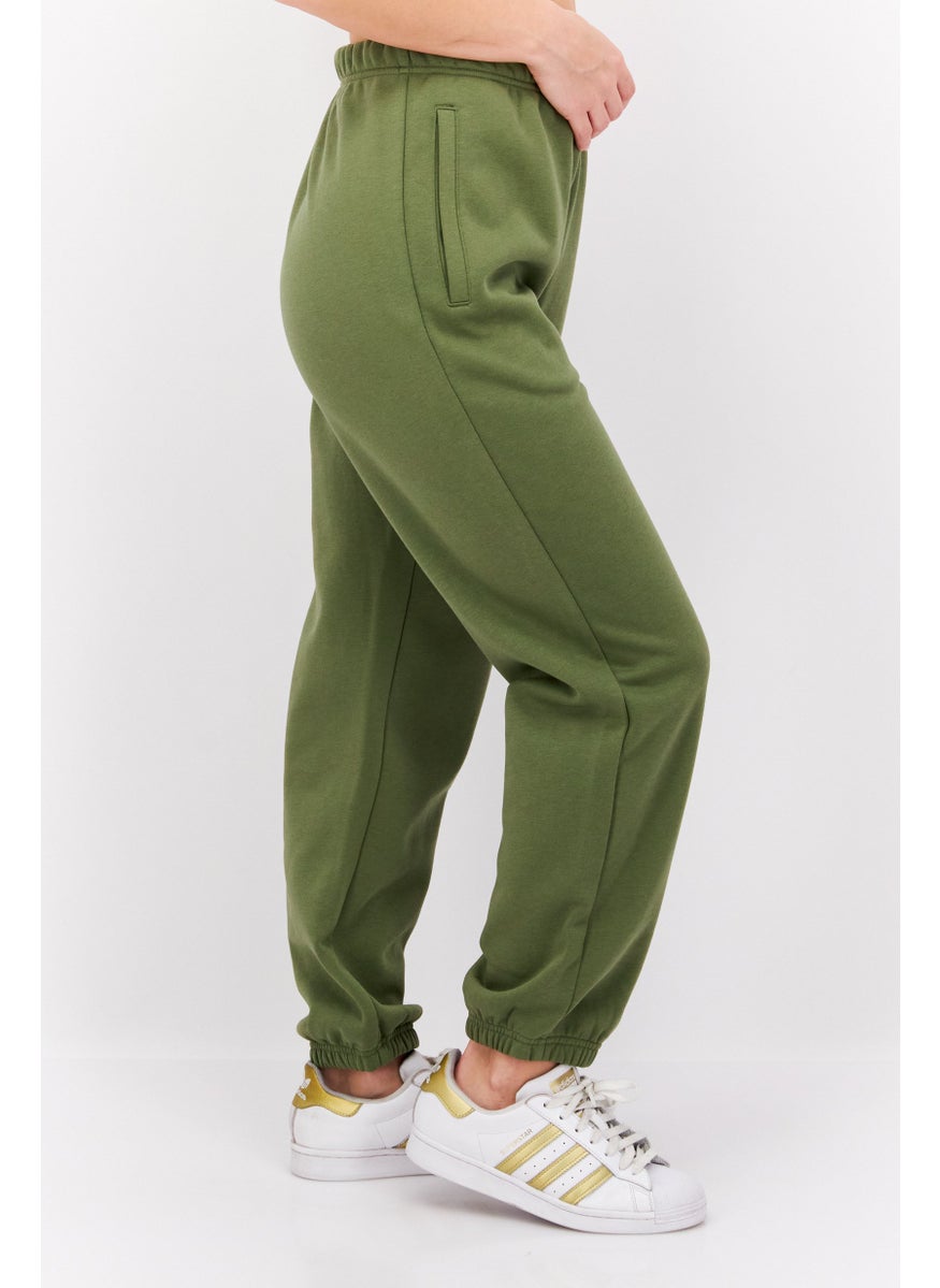 Women Brand Logo Joggers Pants, Olive