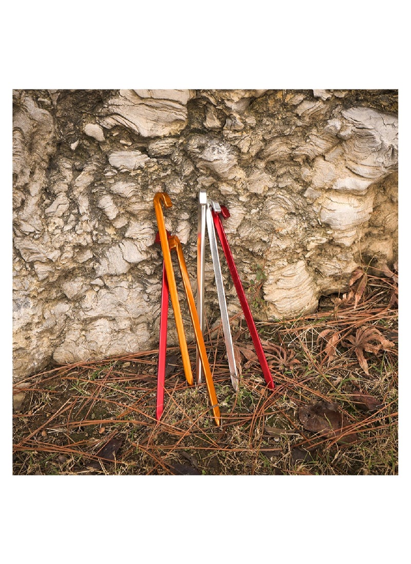 Tent Pegs 12Pcs Aluminium Alloy Tent Stakes with Storage Pouch Bag Heavy Duty Garden Nail for Outdoor Camping Awning Tarp Hiking Gardening Park Lawn Beach