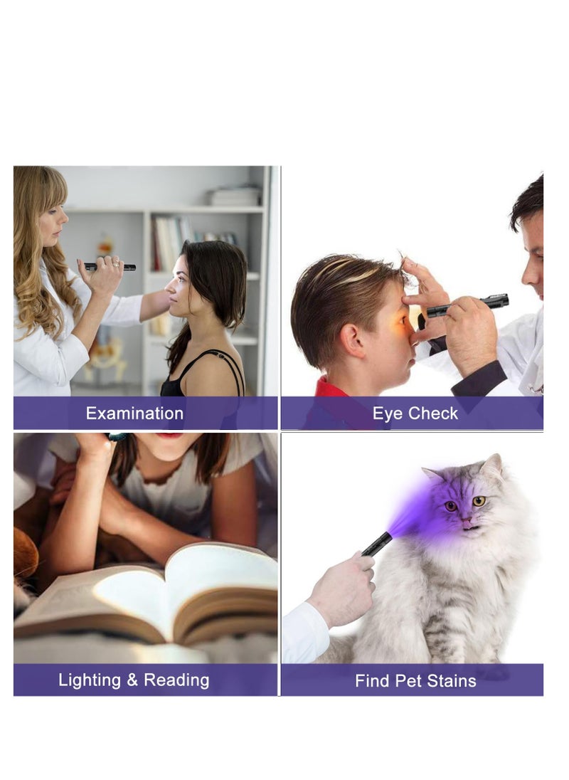 Pen Torch Medical, Rechargeable USB Diagnostic Pen Light, 3-Colour Light, Portable LED Penlight with Pocket Clip for Nurses Student Doctors