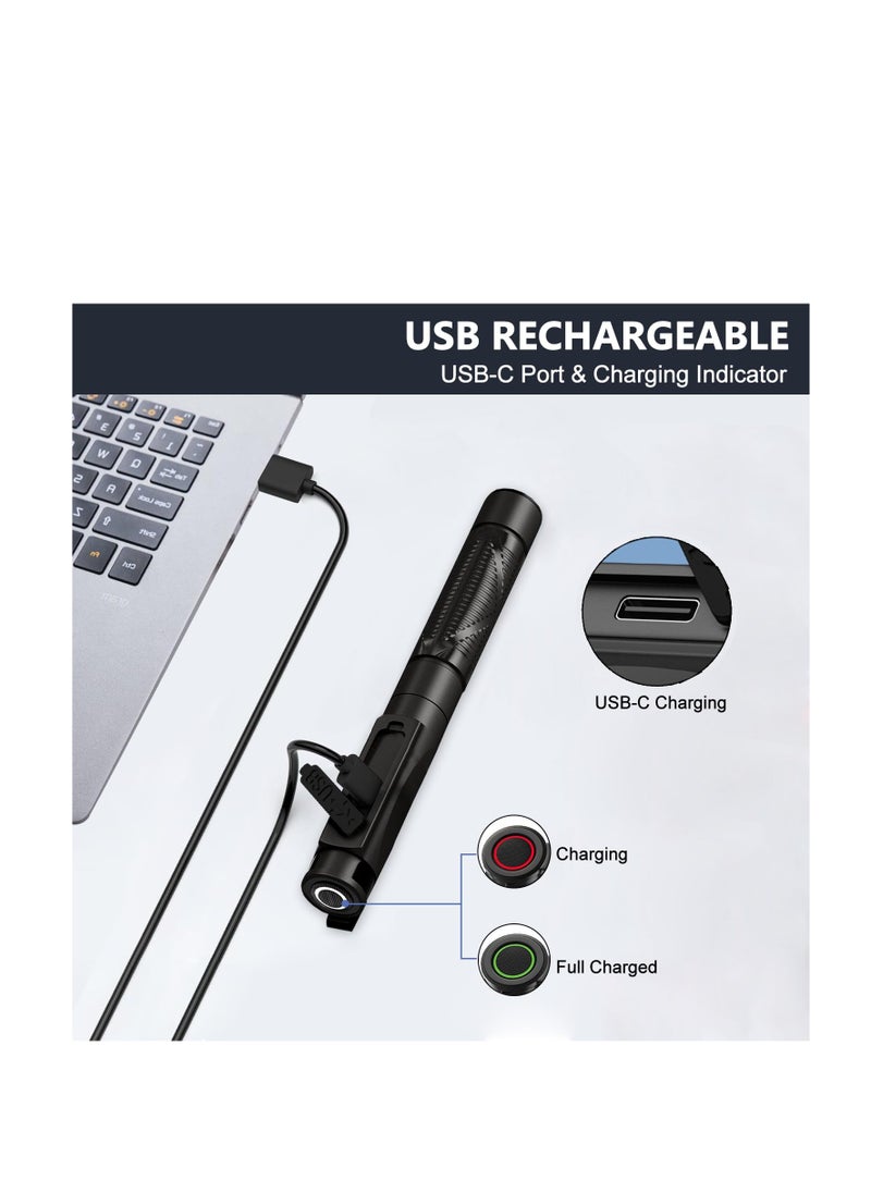 Pen Torch Medical, Rechargeable USB Diagnostic Pen Light, 3-Colour Light, Portable LED Penlight with Pocket Clip for Nurses Student Doctors