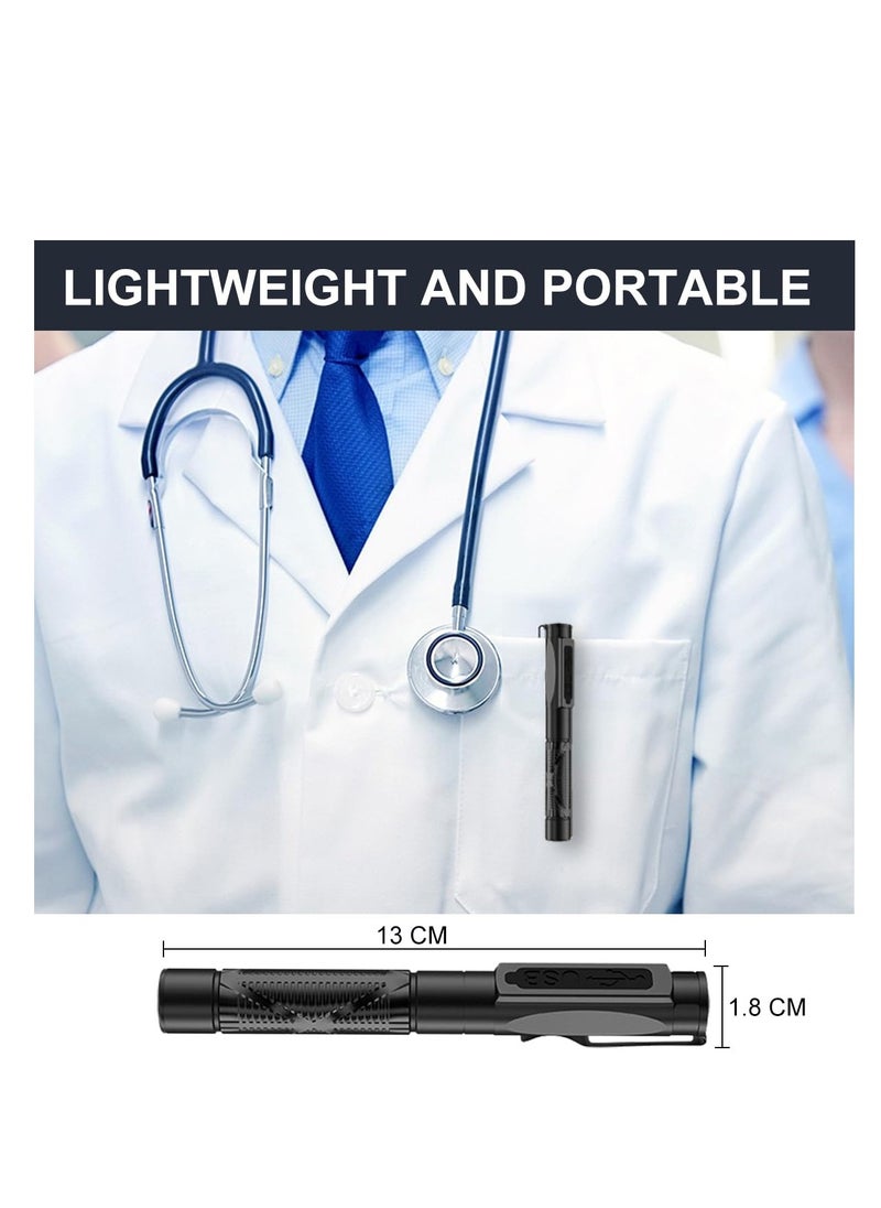 Pen Torch Medical, Rechargeable USB Diagnostic Pen Light, 3-Colour Light, Portable LED Penlight with Pocket Clip for Nurses Student Doctors