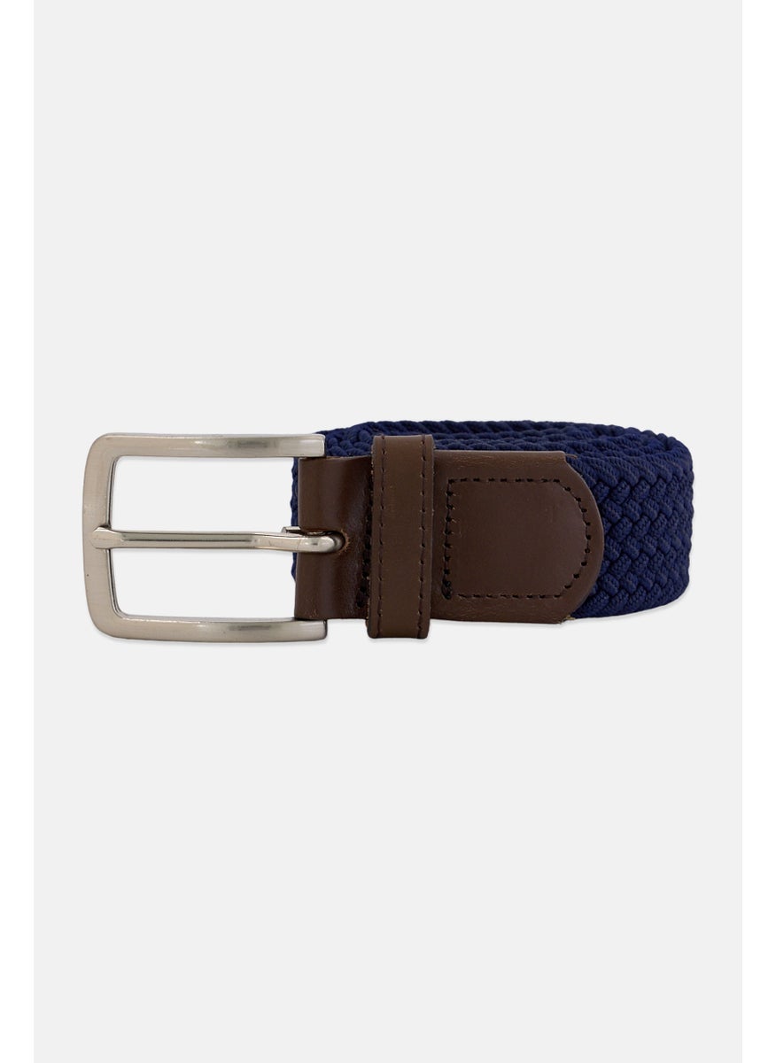 Men Woven Braided Belt  , Navy Blue