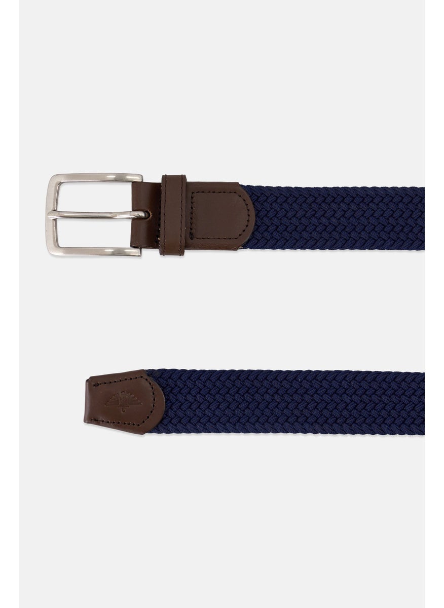 Men Woven Braided Belt  , Navy Blue