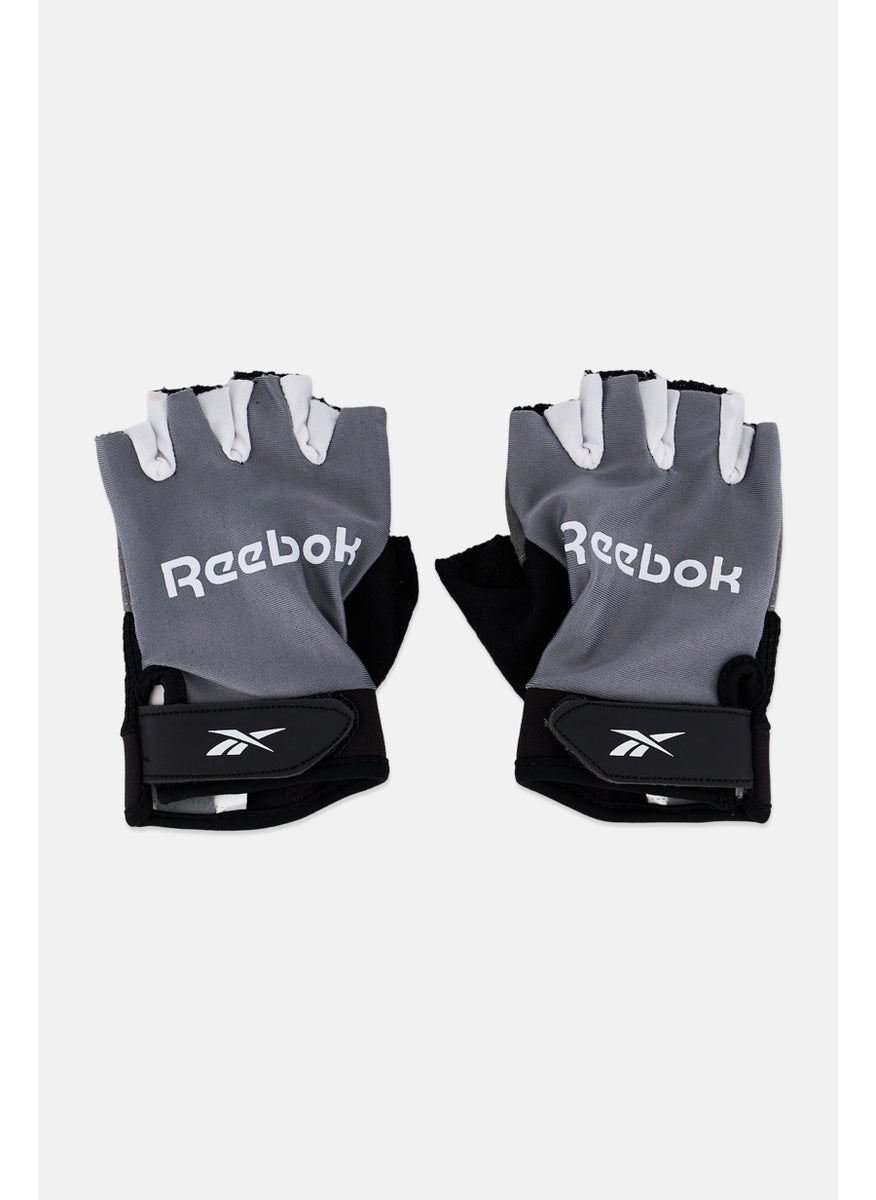 Men Brand Logo Fitness Gloves, Grey