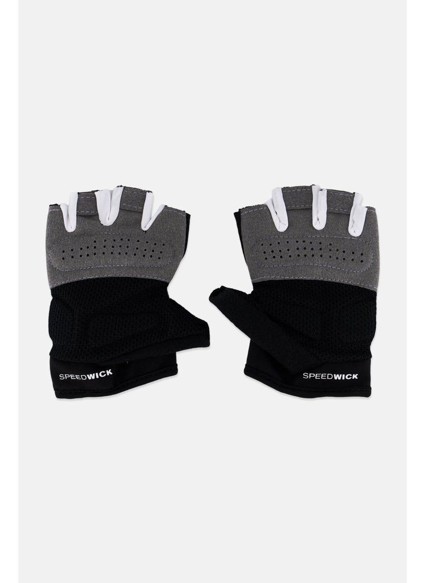 Men Brand Logo Fitness Gloves, Multicolor