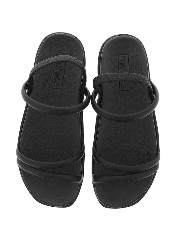 Moleca Ladies Sandals With Back Strap Black | Made In Brazil
