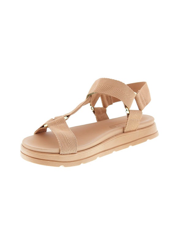 Moleca Ladies Sandals With Back Strap Nude | Made In Brazil