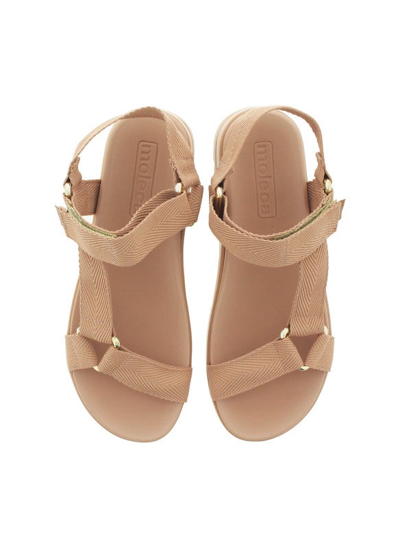 Moleca Ladies Sandals With Back Strap Nude | Made In Brazil