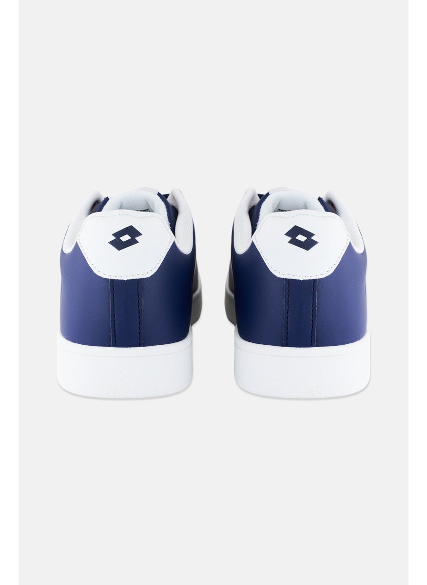 Men Brand Logo Lace Up Casual Shoes, Navy/White