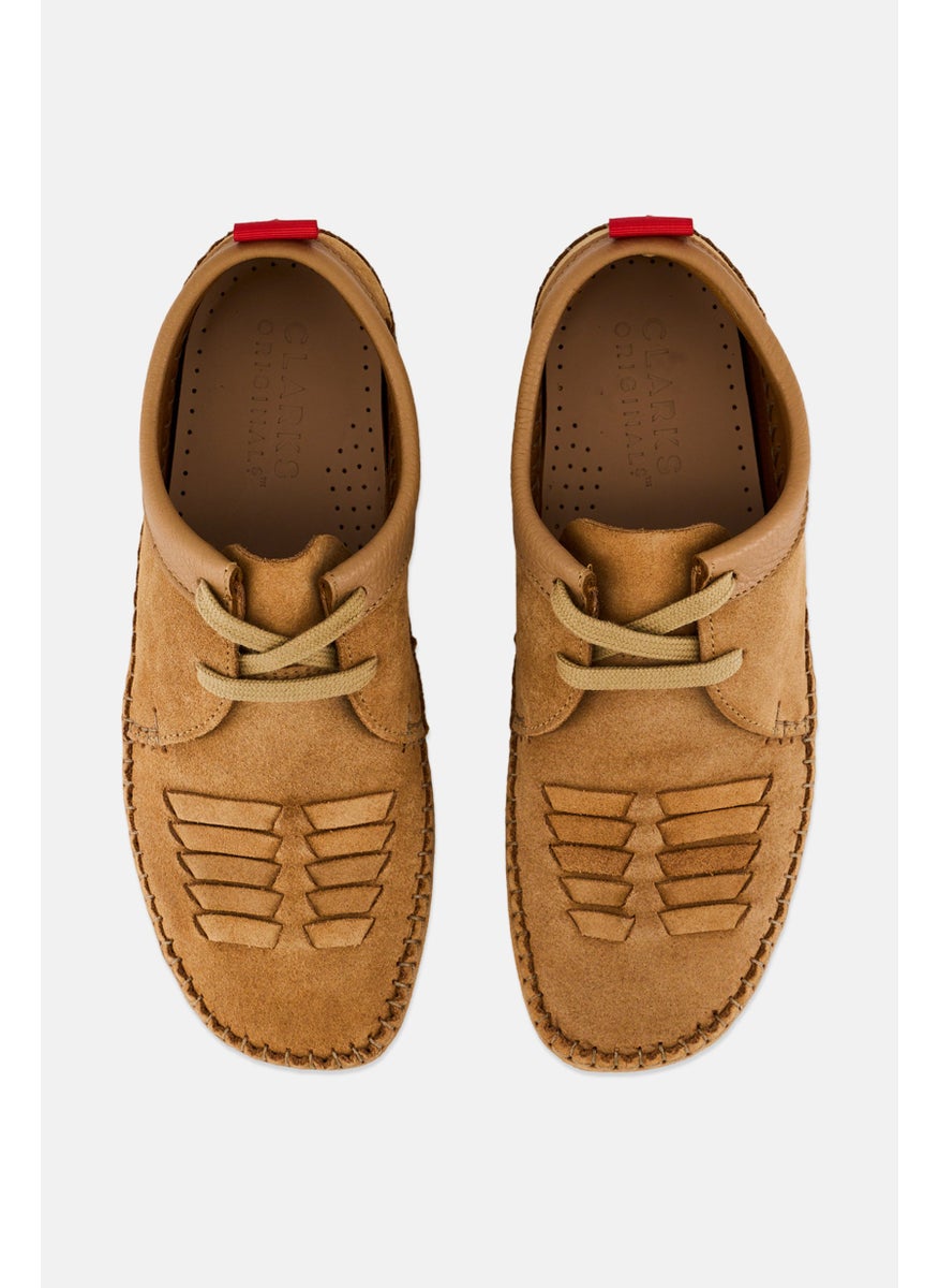 Men Lace Up Casual Shoes, Light Tan