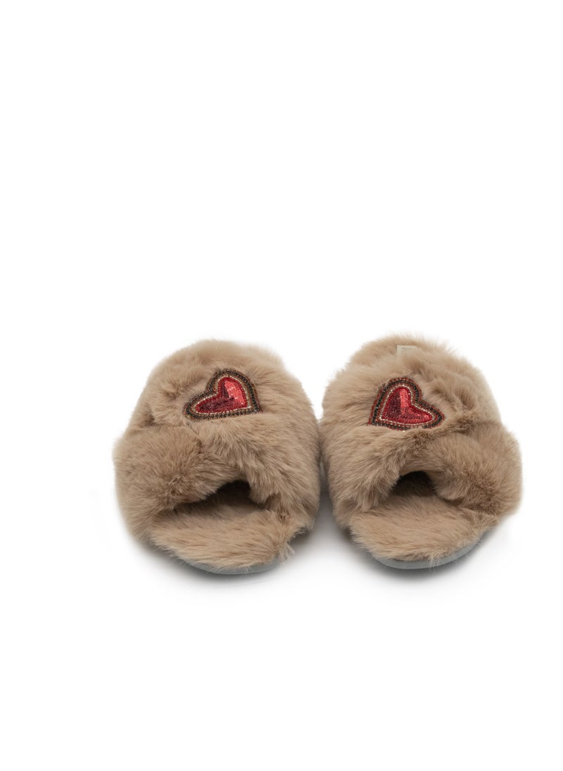 The Amour Mink Luxury Plush Diamanté Embellished Handmade Slipper