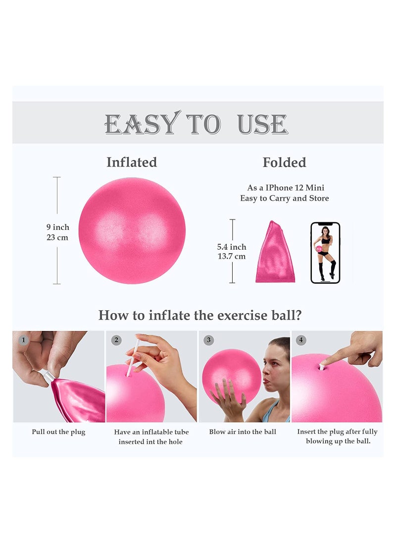 2Pcs Small Pilates Ball Therapy Ball Mini Workout Ball Core Ball 9 Inch Small Exercise Ball Mini Bender Ball Pilates Yoga Workout Bender Core Training and Physical Therapy