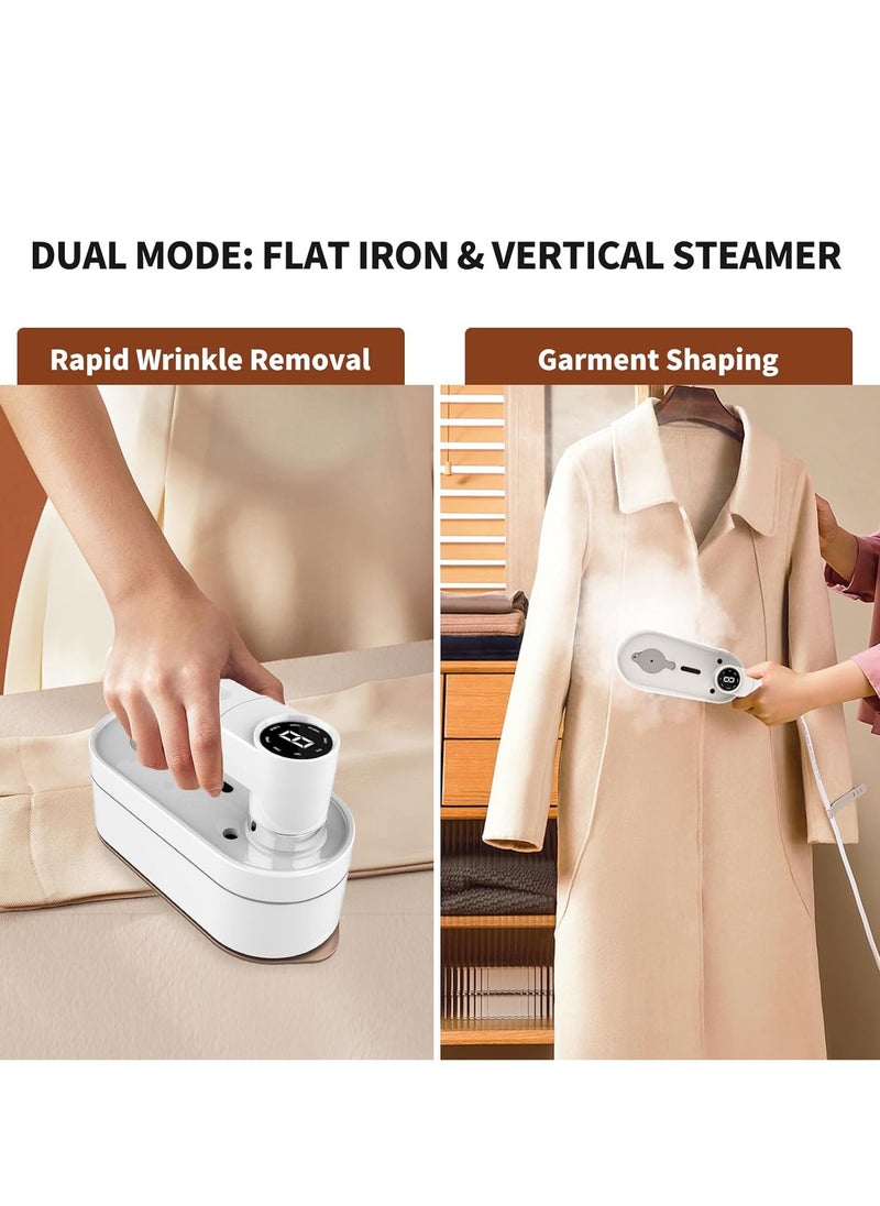 2-in-1 Handheld Garment Steamer and Iron, 1200W, 8 Steam Modes, 15s Quick Heat, with Anti Steam Glove, Clothes Steamer, Lightweight, Leakproof, Portable Steamer, for Home, Travel, White