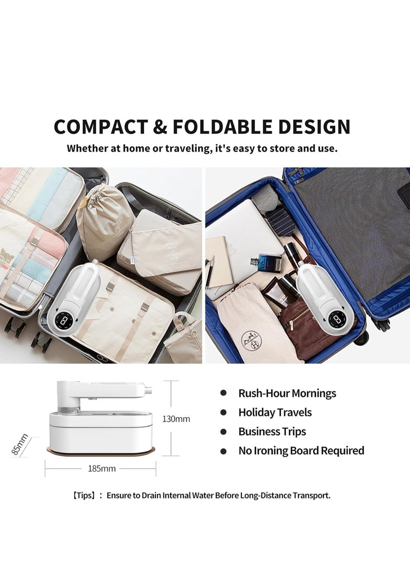 2-in-1 Handheld Garment Steamer and Iron, 1200W, 8 Steam Modes, 15s Quick Heat, with Anti Steam Glove, Clothes Steamer, Lightweight, Leakproof, Portable Steamer, for Home, Travel, White