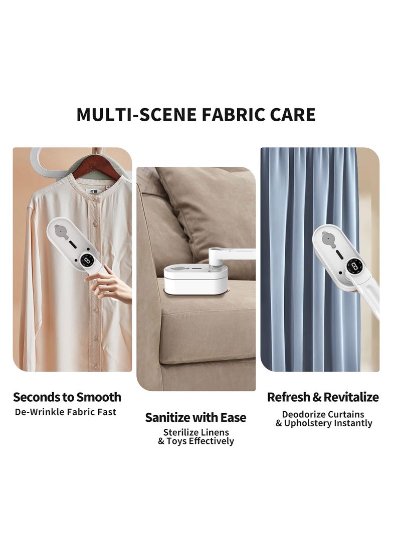 2-in-1 Handheld Garment Steamer and Iron, 1200W, 8 Steam Modes, 15s Quick Heat, with Anti Steam Glove, Clothes Steamer, Lightweight, Leakproof, Portable Steamer, for Home, Travel, White