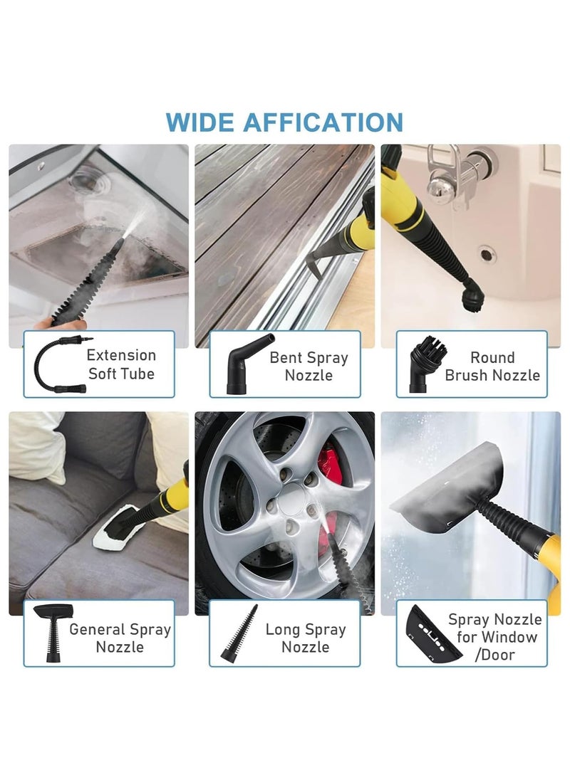 Portable Handheld Steam Cleaner 1000W Multifunctional High Temperature Pressurized Steam Cleaning Machine with 9PCS Accessory for Kitchen Sofa Bathroom Car Window,2 Nylon and 1 Copper Brush