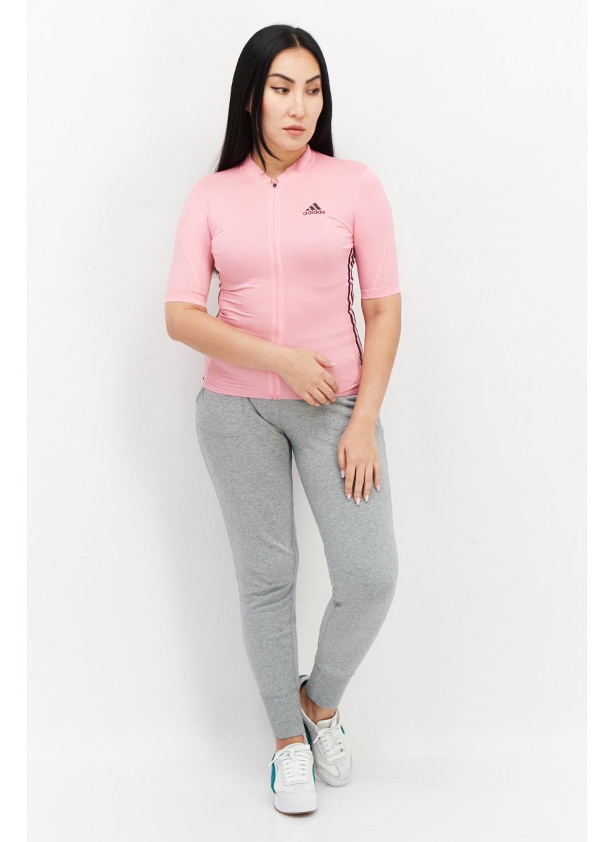 Women Sportswear Fit Short Sleeves Running Top, Pink