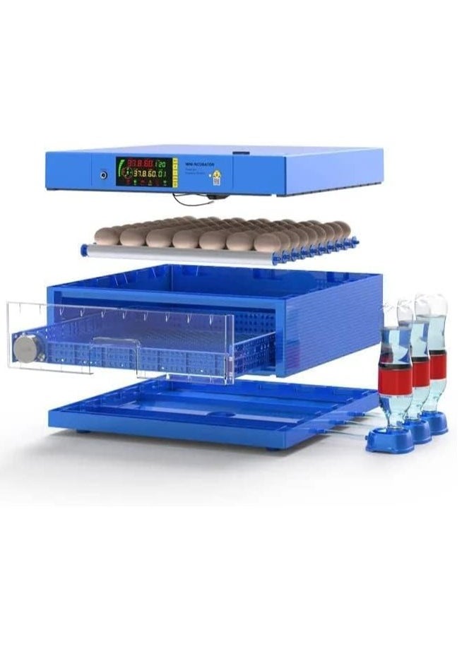 36 Egg Drawer Type Dual Power Automatic Egg Incubator - Blue