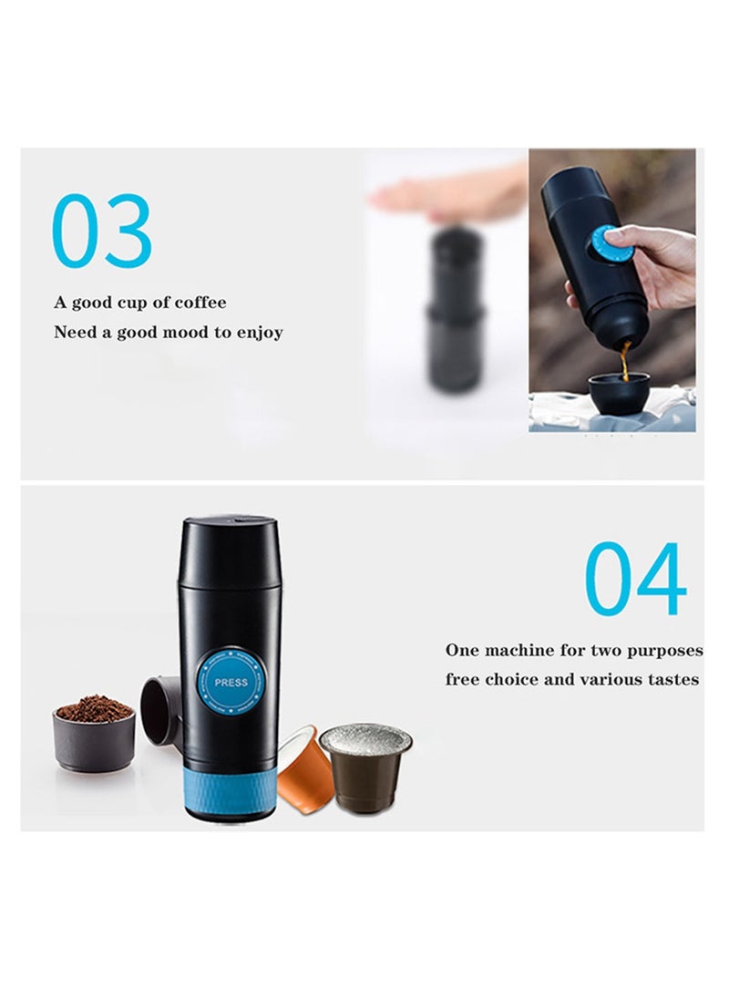 Electric Coffee Machine ,Mini Portable Ground Coffee Espresso Machine , Maker for Camping Hiking Black, Vehicle Mounted Outdoor Coffee Machine , Capsule Coffee Machine 22*7*7cm