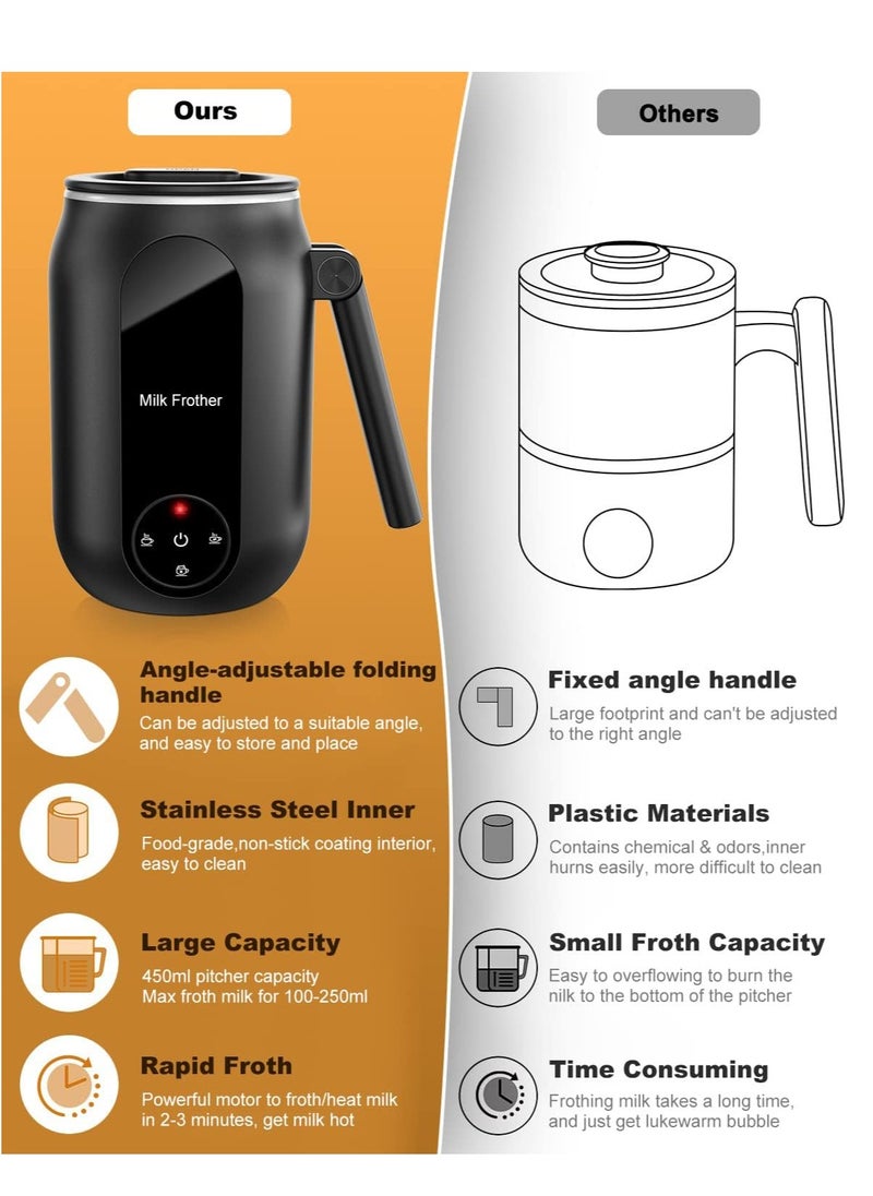 4-in-1 Automatic Milk Frother & Steamer with Temperature Control for Perfect Latte, Cappuccino,Macchiato and Hot Chocolate, Featuring Auto Shut-Off and Hot/Cold Foam Maker for Coffee.