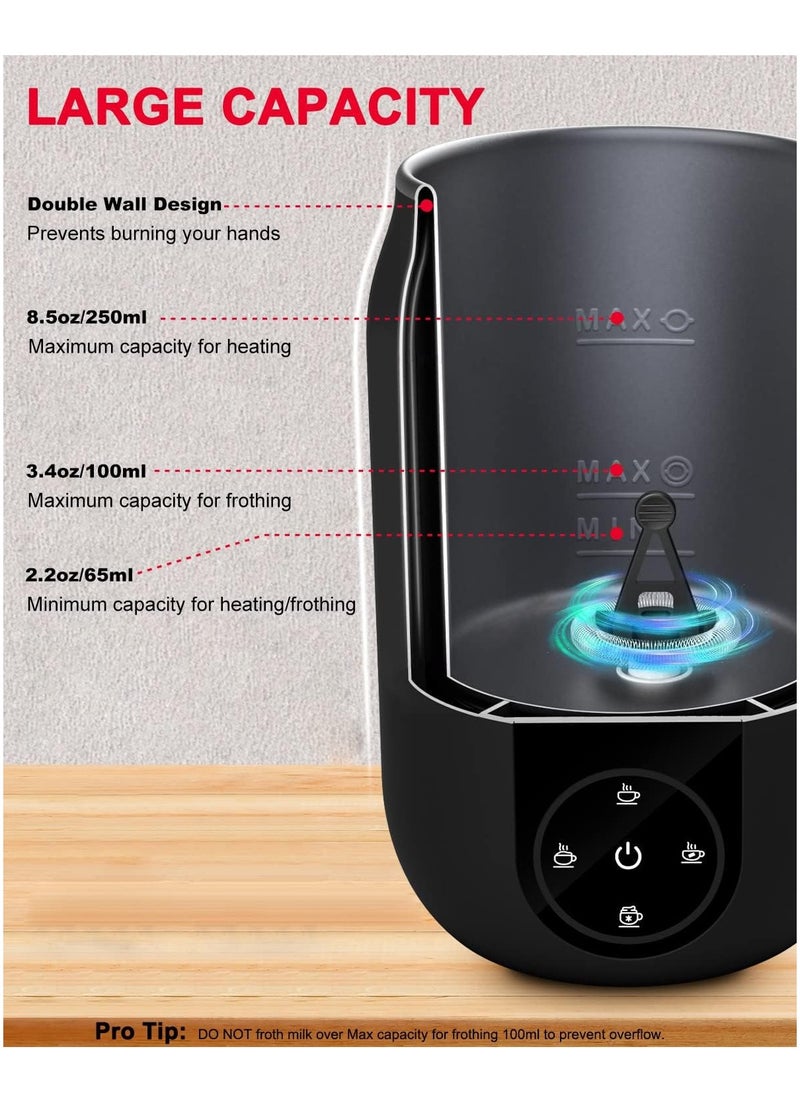 4-in-1 Automatic Milk Frother & Steamer with Temperature Control for Perfect Latte, Cappuccino,Macchiato and Hot Chocolate, Featuring Auto Shut-Off and Hot/Cold Foam Maker for Coffee.