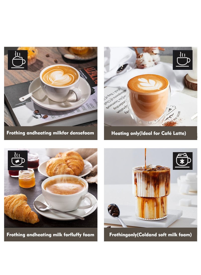 4-in-1 Automatic Milk Frother & Steamer with Temperature Control for Perfect Latte, Cappuccino,Macchiato and Hot Chocolate, Featuring Auto Shut-Off and Hot/Cold Foam Maker for Coffee.