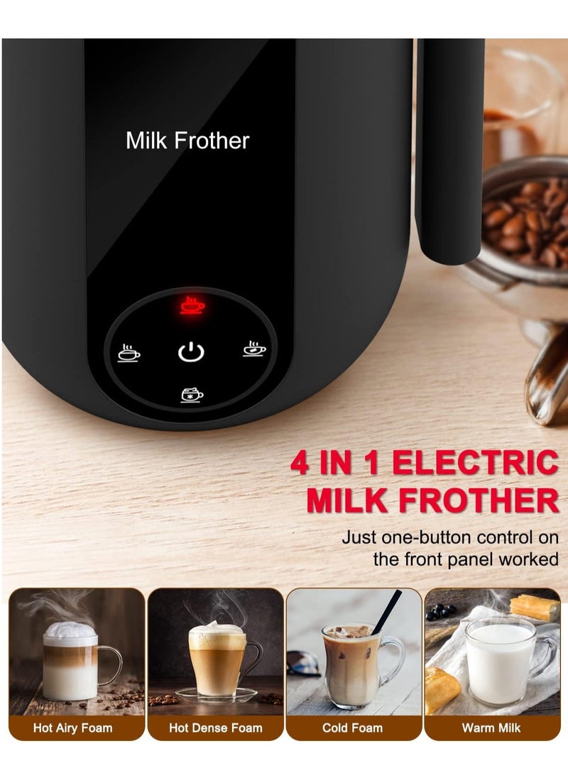 4-in-1 Automatic Milk Frother & Steamer with Temperature Control for Perfect Latte, Cappuccino,Macchiato and Hot Chocolate, Featuring Auto Shut-Off and Hot/Cold Foam Maker for Coffee.