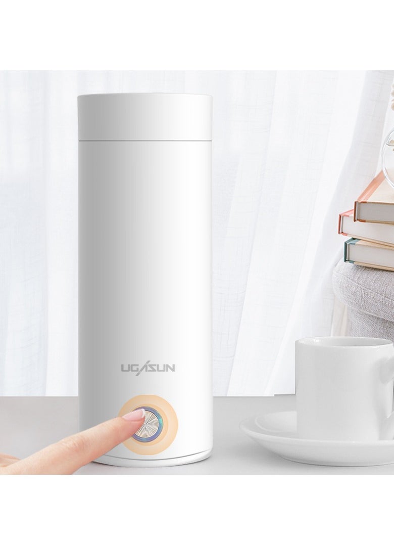 Portable travel heating cup mini electric cup 45℃/55℃/80℃/100℃ four gears optional 304 stainless steel liner kettle insulation function 300W 475ml stylish electric thermos automatic power off