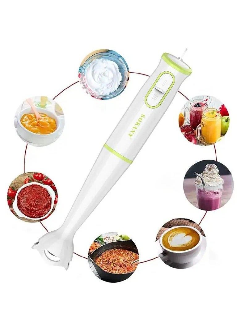 Multi-Function 4-in-1 Portable Electric Juicer and Blender – Handheld Food Chopper for Home Use with Dual Speed and Whisk for Shakes, Smoothies, Baby Food, Soups, and More