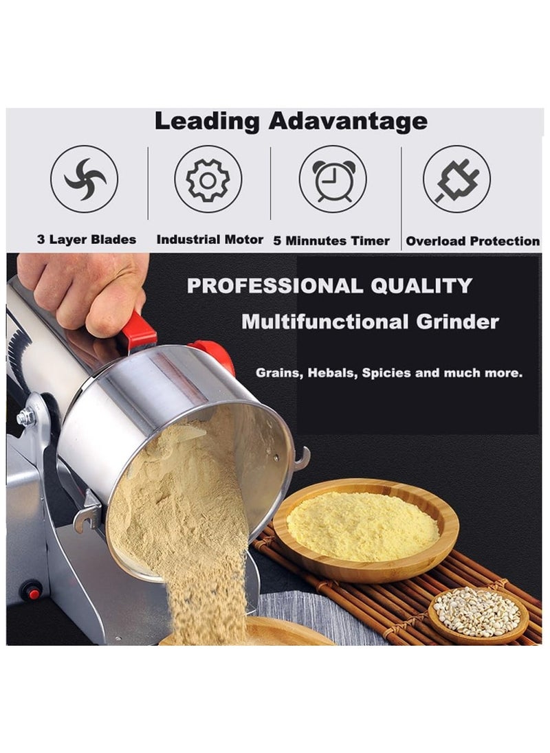 Multifunctional Electric Flour Mill Machine – Automatic Powder Grinder for Wheat, Coffee, and Spices | Stainless Steel Home Use Grinder | Efficient and Durable