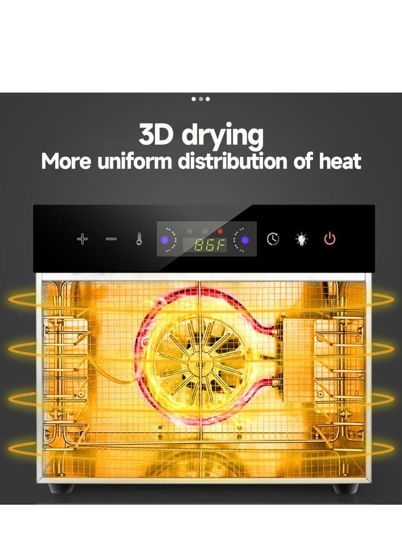 Food Dehydrator Machine,6 Stainless Steel Trays,Dehydrators for Food and Jerky,Herb, Meat, Beef, Fruit,Dehydrator Machine with Digital Timer and Temperature Control
