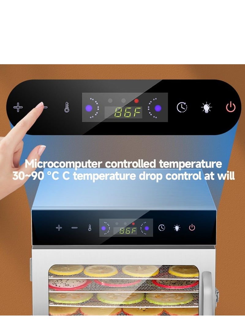 Food Dehydrator Machine,6 Stainless Steel Trays,Dehydrators for Food and Jerky,Herb, Meat, Beef, Fruit,Dehydrator Machine with Digital Timer and Temperature Control
