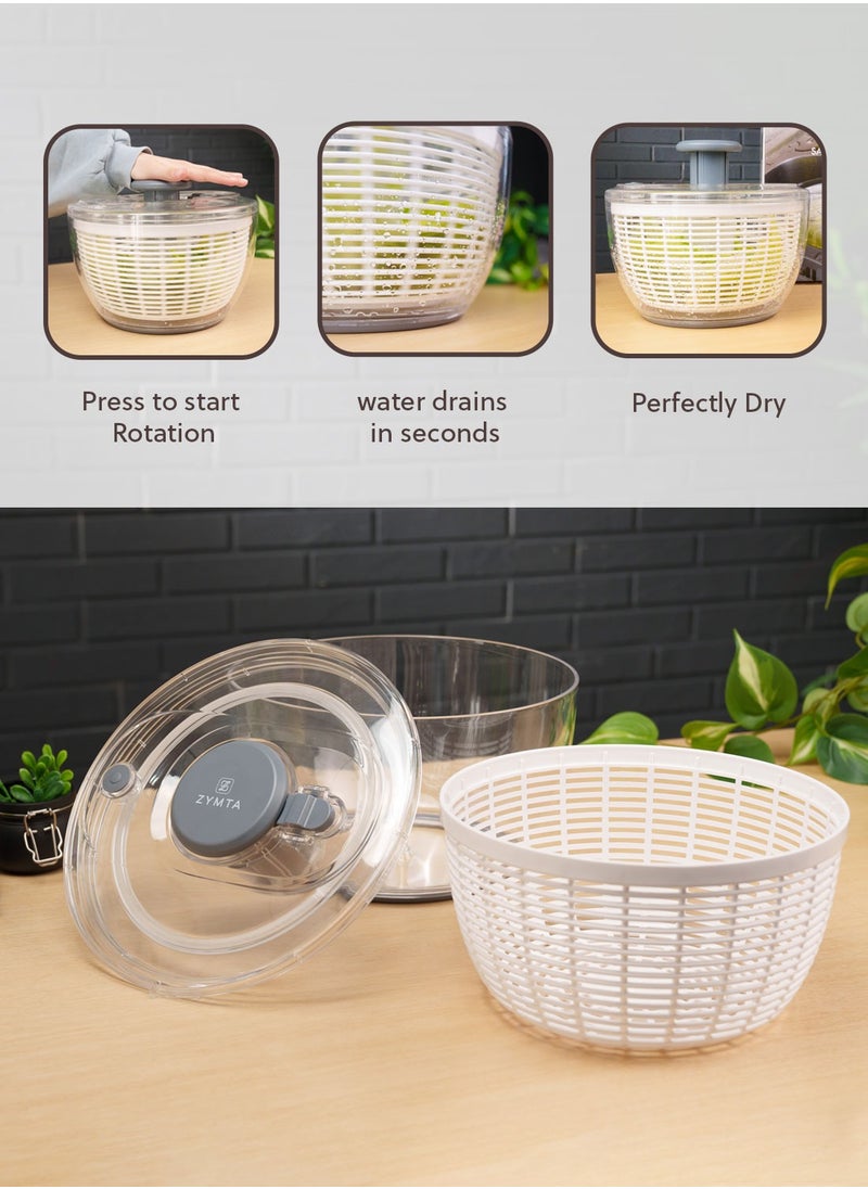 6 L Large Rotary Salad Spinner, Multi-functional Spinning Colander for Washing and Drying Vegetable in Kitchen