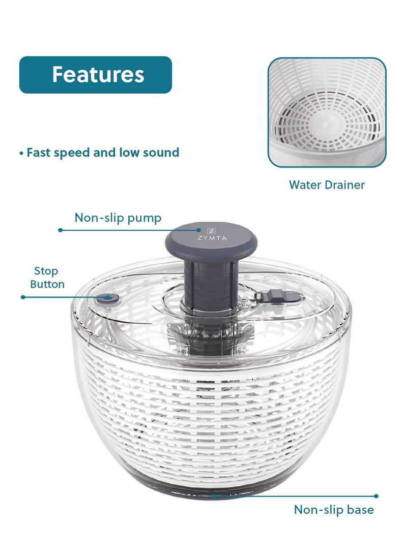 6 L Large Rotary Salad Spinner, Multi-functional Spinning Colander for Washing and Drying Vegetable in Kitchen