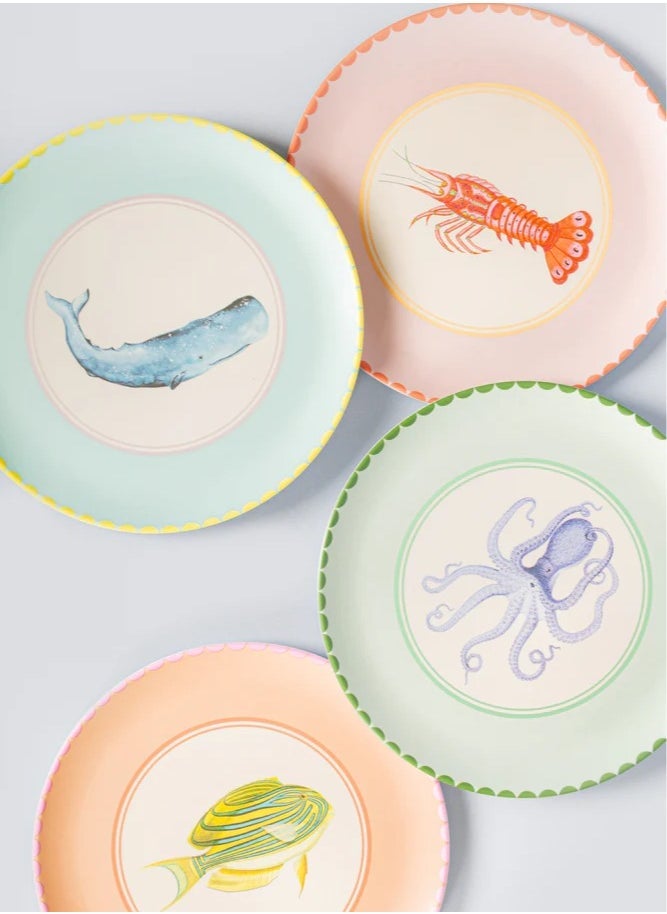 Animal Melamine Dinner Plates (Set of 4)