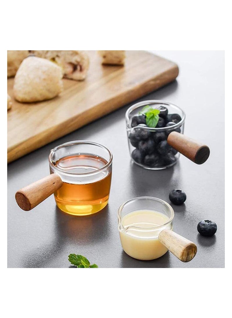 Glass Creamer Dish Small Sauce Bowls Prep Dip Dessert Bar Dish Bowls with Handle Creamer Cup Mini Coffee Milk Creamer Serving Pitcher Jug, 2 pcs, Size S and Size L